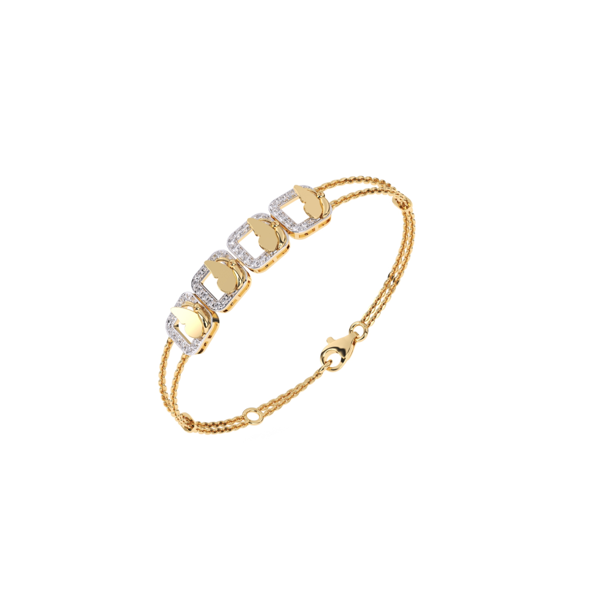 Four Square Rose Gold Diamond Bracelet